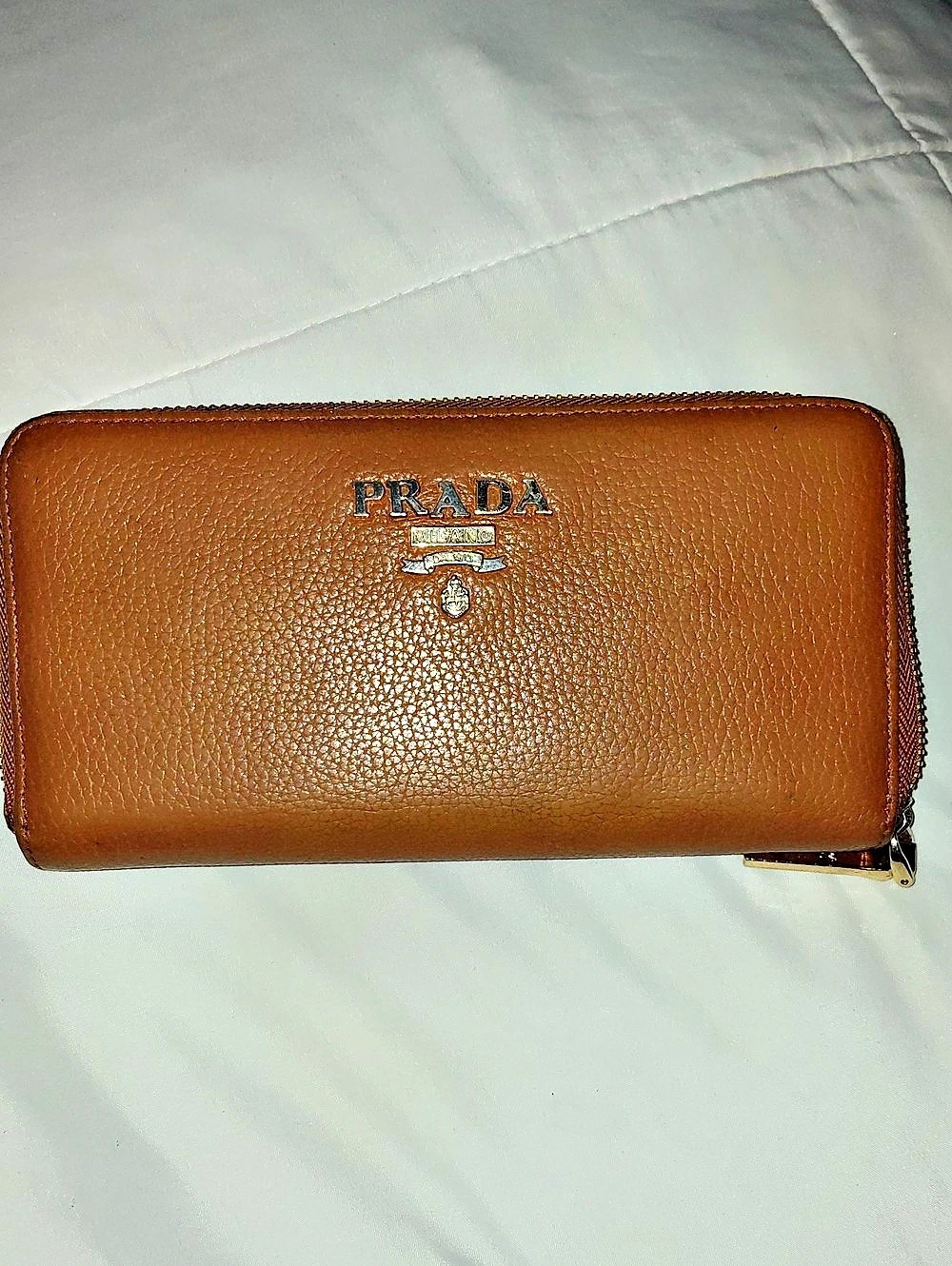 Prada Saffiano Zip Around Wallet Zip Around Wallet in Brown